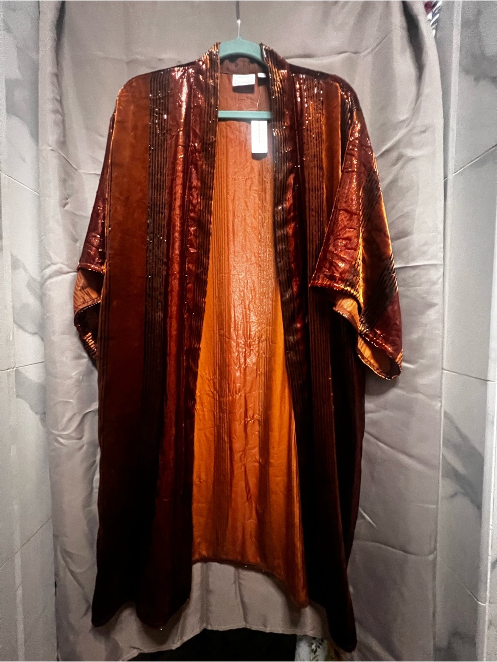 Anthropologie Copper Velvet Duster Kimono